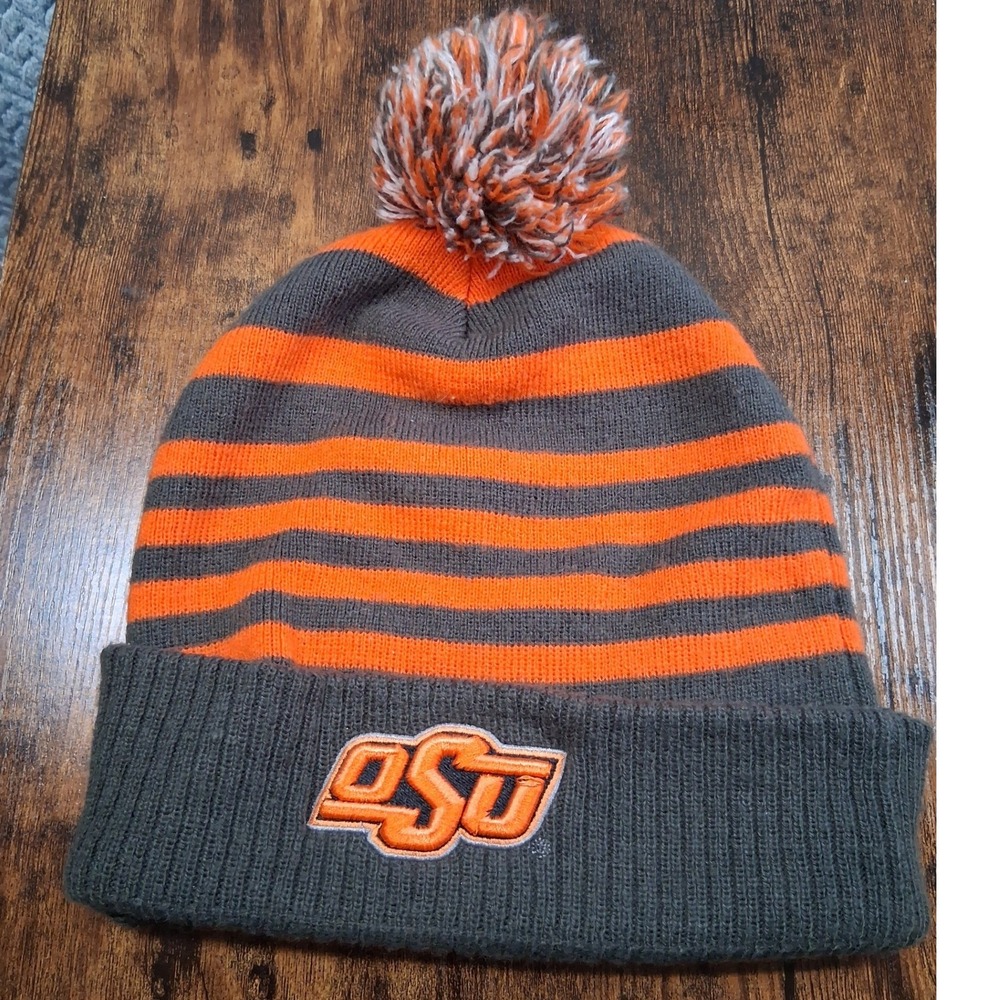 Oklahoma State Cowboys OSU Beanie Hat Captivating Headwear Orange Gray Pom Knit